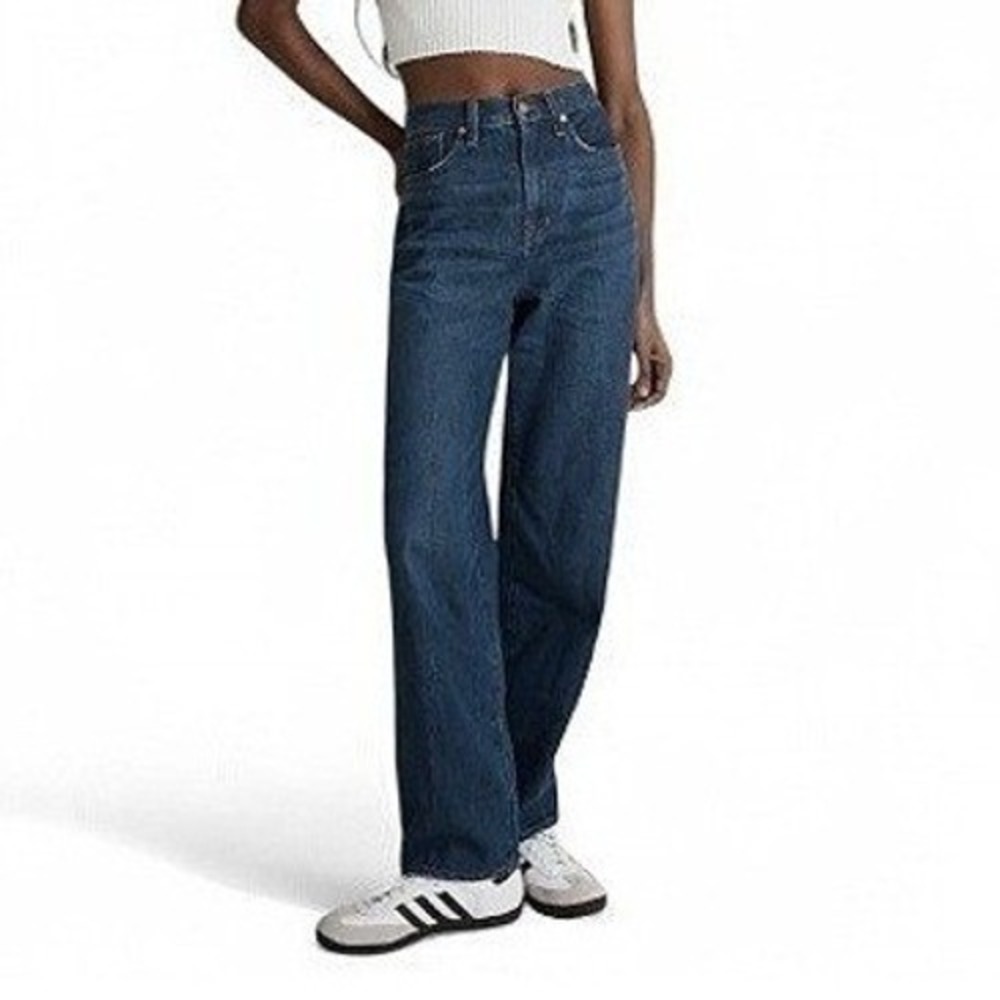 Madewell Baggy Straight Jeans Dark Wash Cotton Hemp Blend Denim Pants Size 29